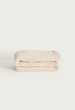 UnHide Lil Marsh Medium Faux Fur Blanket - Beige
